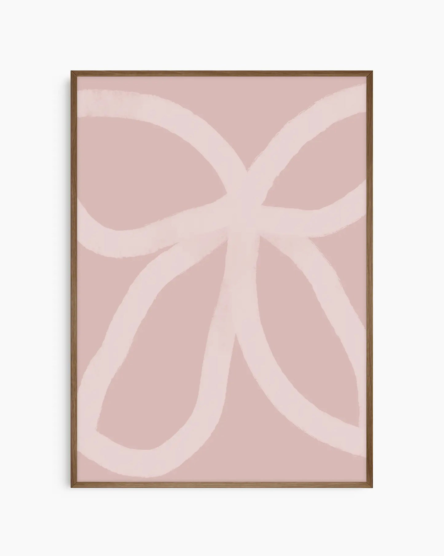 Barntavla med mjuka abstrakta linjer i rosa toner, inramad i mörk ekram som ger en varm och harmonisk känsla.