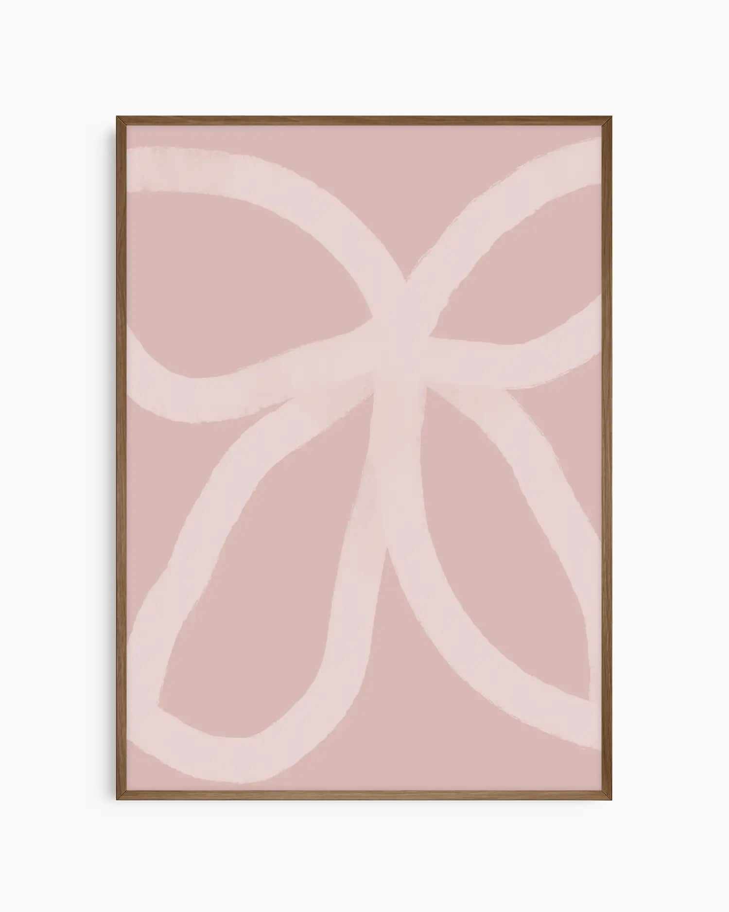 Barntavla med mjuka abstrakta linjer i rosa toner, inramad i mörk ekram som ger en varm och harmonisk känsla.