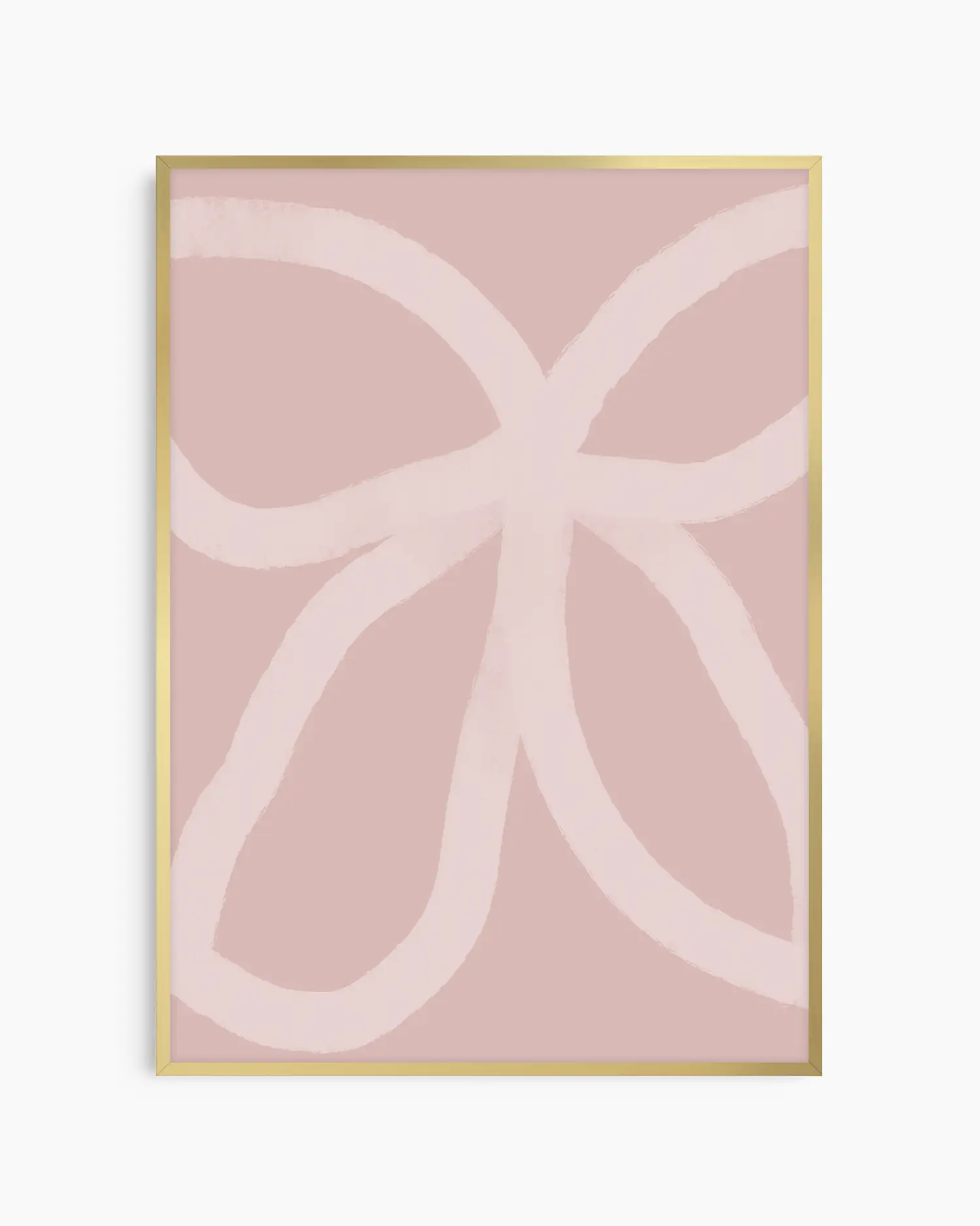 Barntavla med ljusa rosa linjer på dämpad rosa bakgrund, inramad i guld aluminiumram som skapar en elegant kontrast.