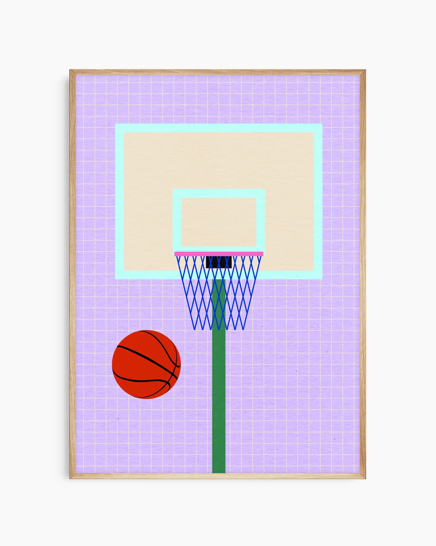 Barntavla med modern basketkorg i pastelltoner, inramad i ekram som skapar ett harmoniskt och mjukt intryck.