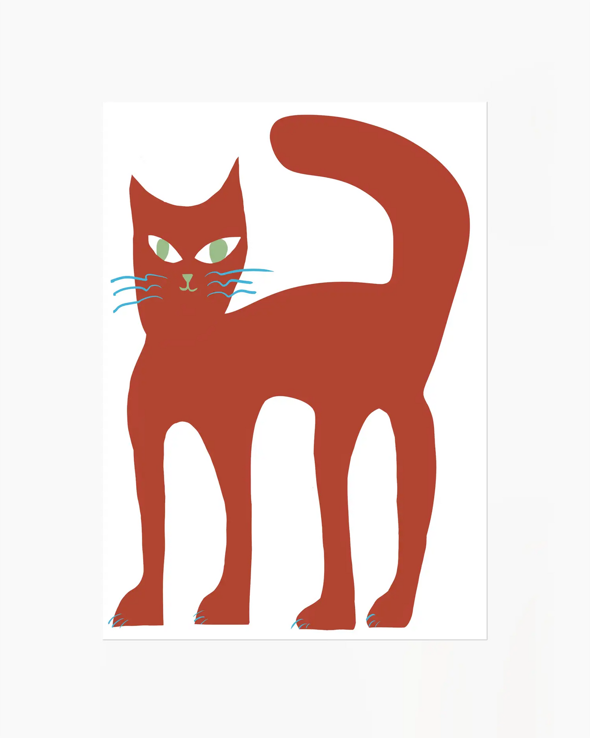Barntavla med uttrycksfull illustration av en brun katt i enkel och konstnärlig stil, perfekt som personlig detalj i barnrummet.